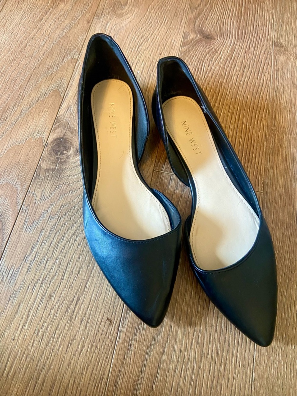 Nine West Black Pointed Toe D'Orsay Flats